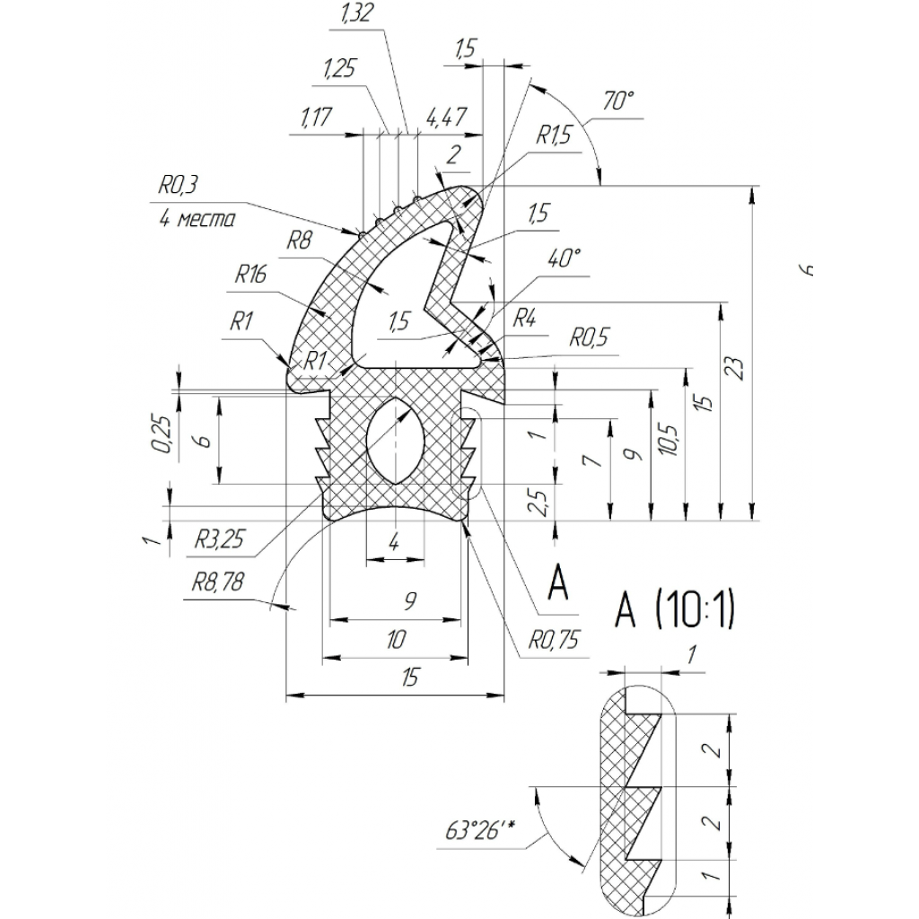 Профиль силиконовый UNOX GN1110 462-П60 РФ